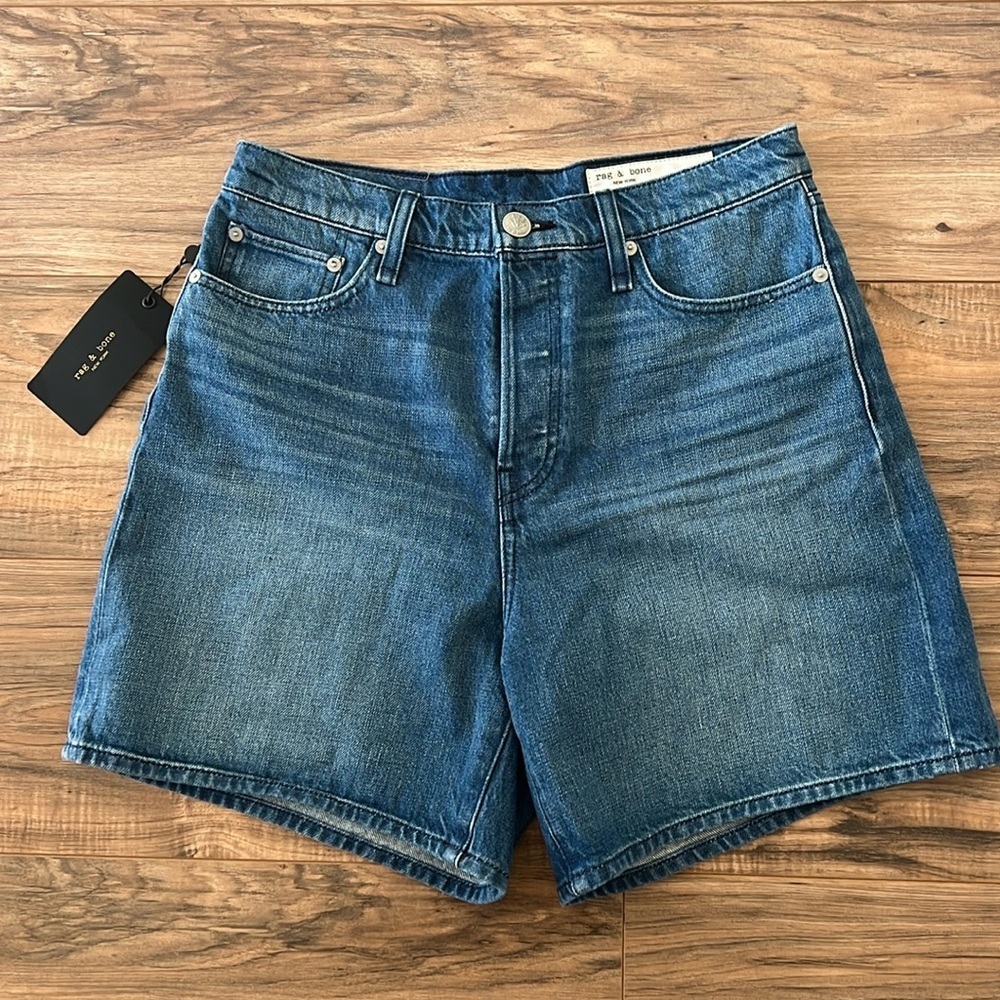 Rag & Bone Maya High Rise 6” Denim Shorts Size 29 NWT Relaxed Fit Blue Y2K